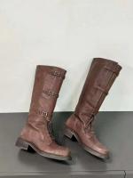 Tacones altos con punta cuadrada y suela gruesa hasta la rodilla para mujer, botas largas con cremallera lateral - details 0