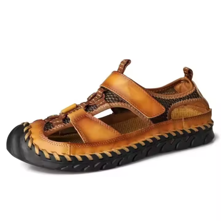 Sandalias de cuero para hombre, zapatos informales antideslizantes, cómodos, transpirables, para playa, talla grande 38-48 - 1