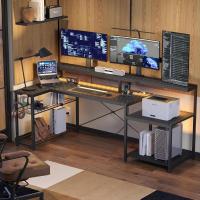 Gaming con Luces LED, Mesa Gaming para PC con 3 Tomas AC y 2 Puertos de Carga USB, - details 1