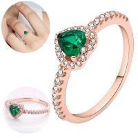 Anillo de Plata Elevado con Corazón Rojo Circonita Cúbica, Estrella, Luna, Flor, Joyería de Boda, Regalos - details 9