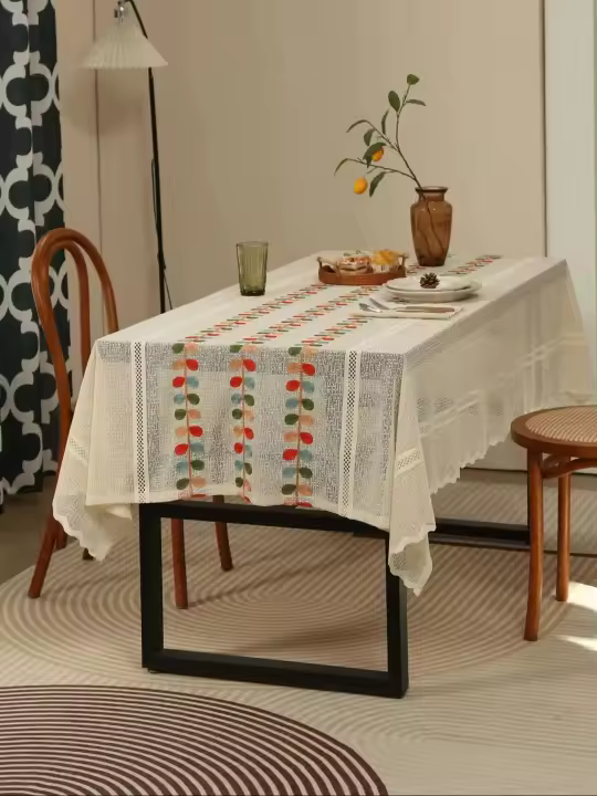 Decoración rural retro de lino rectangular, mantel transparente ENCE, se puede utilizar como decoración para bodas, picnics y - 1