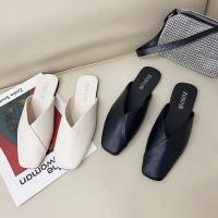 Elegantes Zapatillas de Mulegina Verano 2023 Punta Cerrada Cuadrada Zapatos Casuales de Cuero Negro Blanco Tallas Grandes 35-43 - details 2