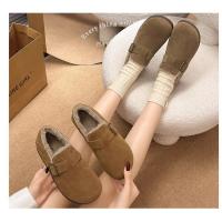 Chanclas de mujer de piel con puntera redonda para exterior Casual Suede Slippers, Otoño/Invierno 2025 - details 19