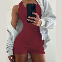 BUNO-chándales informales para Mujer, conjunto de 2 piezas, chalecos cortos elásticos con cuello en U y pantalones cortos acanalados, ropa deportiva concisa para gimnasio - details 25