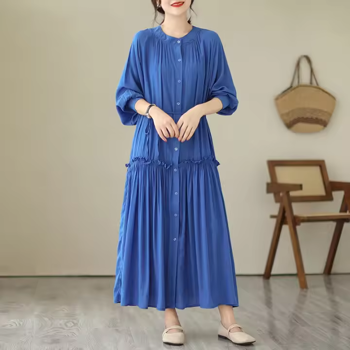 Elegante Vestido Suelto para Mujer Otoño 2025 Falda Larga de Moda de Talla Grande - 1