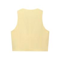 PB&ZA2025Chaleco cómodo sin mangas con cuello redondo estilo universitario, chaleco de verano, ropa nueva para mujer - details 2