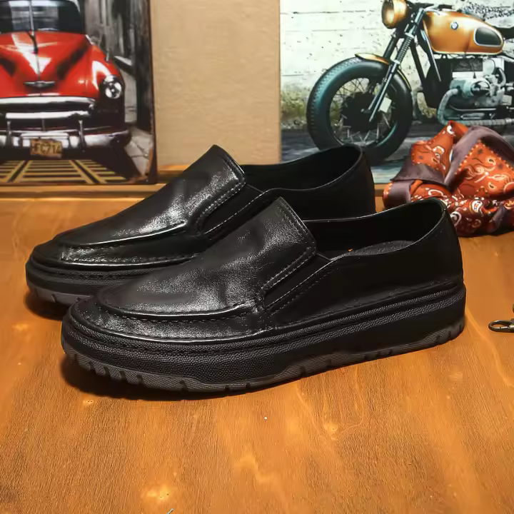 Zapatos de cuero de vaca puro de alta gama, cuero genuino, suela suave y transpirable de piel de vaca de primera capa. - 1