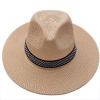 Sombrero de paja para hombre de mediana edad, gorra de cubo, estilo bohemio, Color sólido, Panamá - details 6