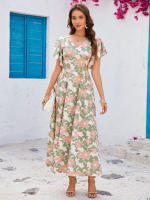 NOVEDAD DE VERANO 2025, producto estampado con cuello en V, manga corta, corte ajustado con un gran espectáculo de temperamento - details 3