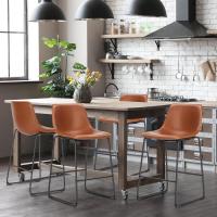Mostrador, Taburetes Altos de Cocina Modernos, Sillas Altas con Respaldo de Cuero y Reposapiés - details 1