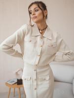 Conjunto de falda y Blazer de punto elegante para mujer, conjunto de 2 piezas a juego en negro, blanco y marrón, conjuntos de dos piezas de punto Vintage para otoño e invierno - details 6