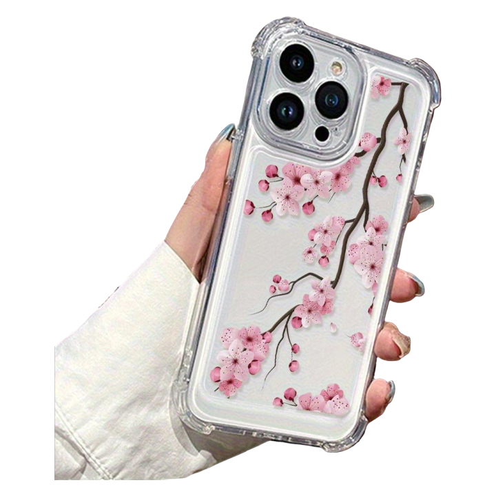 Shockproof Phone Case For iPhone 18 Pro Max Cases For iPhone 17 16 Pro Max 15 14 13 12 Pro Max 11 Cover Pink Plum Blossom Fundas