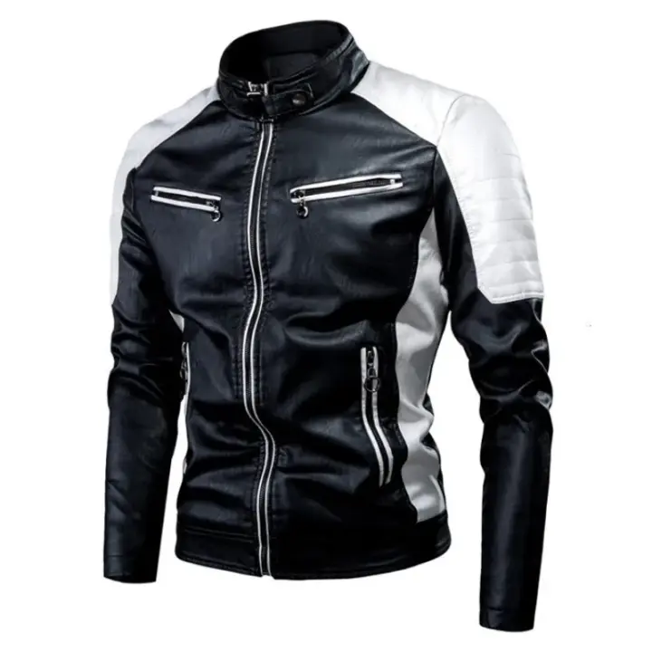 Torcycle lther PU de alta calidad para hombre otoño ca we - 1