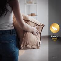 Reposapiés Salon de Lujo - [50x40x30 cm] Sofá Puf de Diseño con Relleno Incluido para Escritorio u Oficina - Taburete Bean Bag Silla Grande en Cuero Sintético Beige - details 5