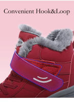 Zapatos de senderismo impermeables para mujer, Botines de cuero para mantener el calor al aire libre, Botas de senderismo de nieve cálidas de felpa antideslizantes, Invierno - details 11
