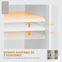 2 Puertas Estante Ajustable Base Elevada Comedor Pasillo Dormitorio Dispositivo Antivuelco 60x30x90 cm Blanco - details 13