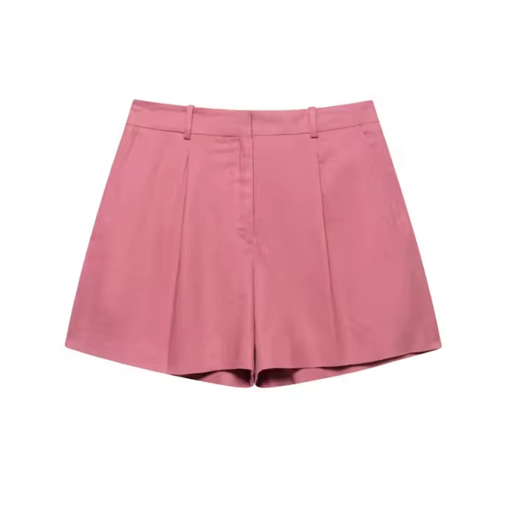 OUWU- 2025 Conjunto De Traje Rosa Para Mujer, Chaleco Con Botones Sin Mangas Y Pantalones Cortos Plisados, Elegante Y Versátil Para Ropa De Verano - 1