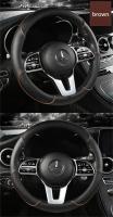 Funda de volante de coche con línea de costura de cuero completo, antideslizante tridimensional, sencilla y moderna. Adecuado para decoración de coches. - details 9