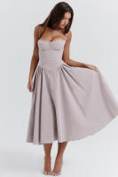 Vestido de mujer sin mangas y hombros, diseño elegante, vestido de corte - details 39