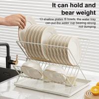 Estante de secado de platos plegable en forma de X, escurridor de platos de encimera antideslizante de 2 niveles, estante de secado de platos desmontable de gran capacidad - details 7
