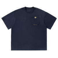 Vintage bordado diseño algodón manga corta camiseta hombre primavera verano suelto casual pareja tendencia camiseta - details 1