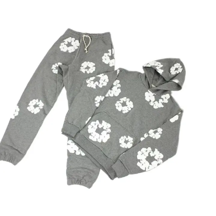 Conjunto deportivo hip hop para hombre y mujer con sudadera con capucha y pantalones largos - 1