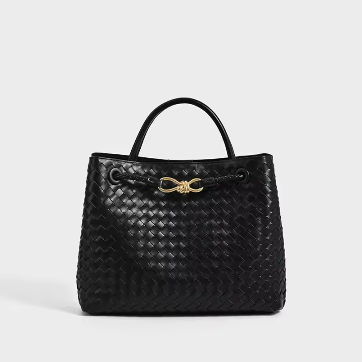 Nuevo Bolso de Mujer Tejido con Hebilla de Cuerda de Metal Bolso de Mano Portátil Retro - 1