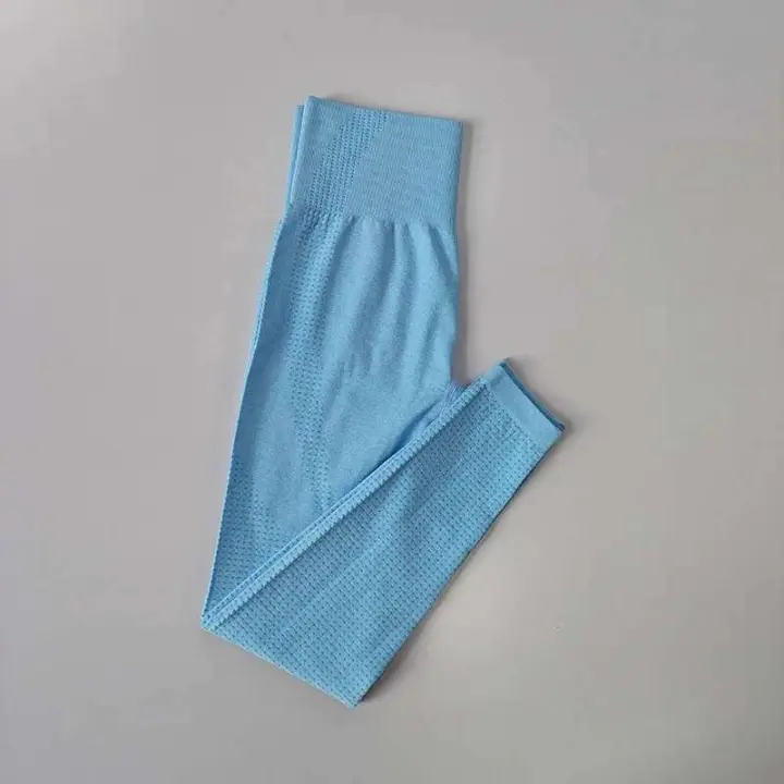 Pantalones deportivos elásticos de cintura alta para mujer, sin costuras, reforzados, para correr, monos de gimnasio, pantalones de yoga - 1