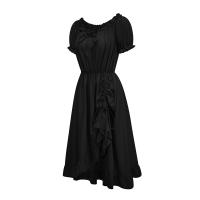 Nuevo vestido irregular retro europeo y americano, vestido con cordón medieval victoriano de manga corta con cuello de una palabra - details 2