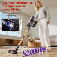 Aspiradora inalámbrica PrettyCare V900, 530W, 52000PA de potencia de succión, aspiradora con batería extraíble de 62 minutos, aspiradora de mano con pantalla táctil LED, aspiradora tipo palo para suelos de madera y alfombras - details 0