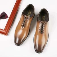 Zapatos de vestir de boda de cuero genuino para hombre, zapatos formales casuales sólidos de goma - details 1