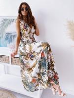 Vestido Largo Boho Playa con Escote V y Flores, Vestido sin Mangas Veraniego de Algodón |   Estilo Retro para Vacaciones o Eventos - details 42