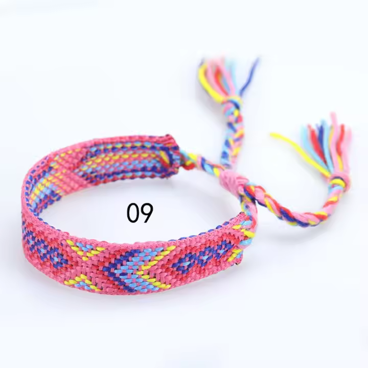 Pulsera de la Amistad tejida para hombre y mujer, brazalete de cuerda trenzada hecha a mano con borlas ajustables, 2 piezas - 1