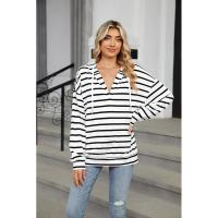 Sudadera con capucha de moda coreana para mujer, manga larga, rayas, primavera-otoño, top novedoso - details 0