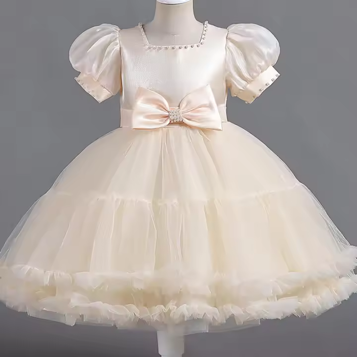 Vestido de noche largo estilo británico para niñas, ideal para espectáculos de princesas y cumpleaños. - 1