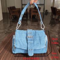 Bolso Bandolera de Mezclilla para Mujer, Bolso de Hombro con Remaches de Moda, Diseño de Marca, Bolso de Mano Femenino Azul - details 0