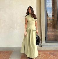 Elegante Vestido Plejado Verde BUNO Moda de Cuello Redondo Manga Corta - details 9