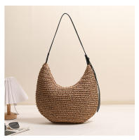 Bolso de paja de un solo hombro irregular de moda, bolso de playa para vacaciones, bolso versátil para mujeres - details 4