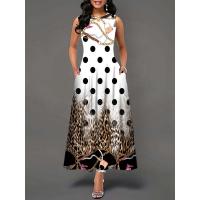 Women's Boho Long Dress Elegant Sleeveless Floral Print Casual Beach Party Summer Dress - details 7