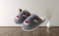 Navidad alce otoño e invierno zapatillas esponjosas, interior hogar antideslizante caliente algodón fregona. - details 3