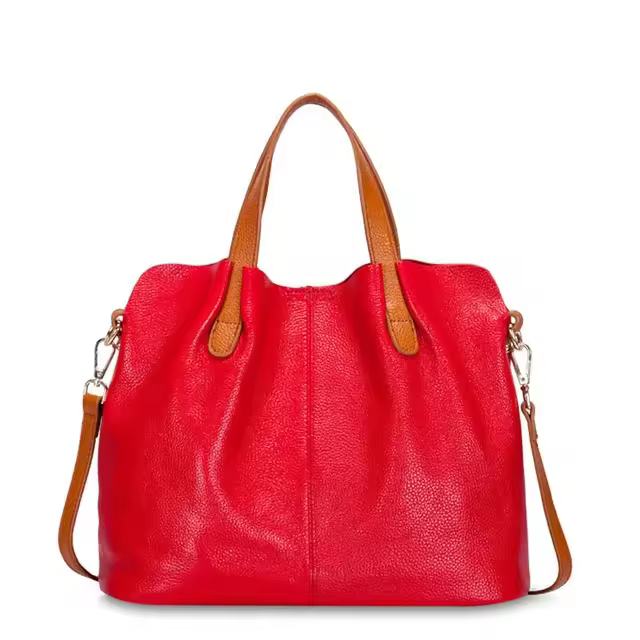 Bolso de piel auténtica para mujer, bandolera de hombro de diseñador de lujo, Color sólido, a la moda - 1