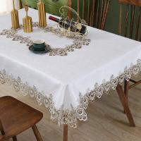 Battilo Ence mesa de comedor rectangular floral blanco bordado mantel impermeable, boda, fiesta, hogar - details 27