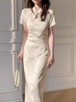 Diseño adelgazante de cintura de hoja de bambú de verano con sensación de temperamento, nuevo vestido cheongsam de estilo chino para mujer - details 4