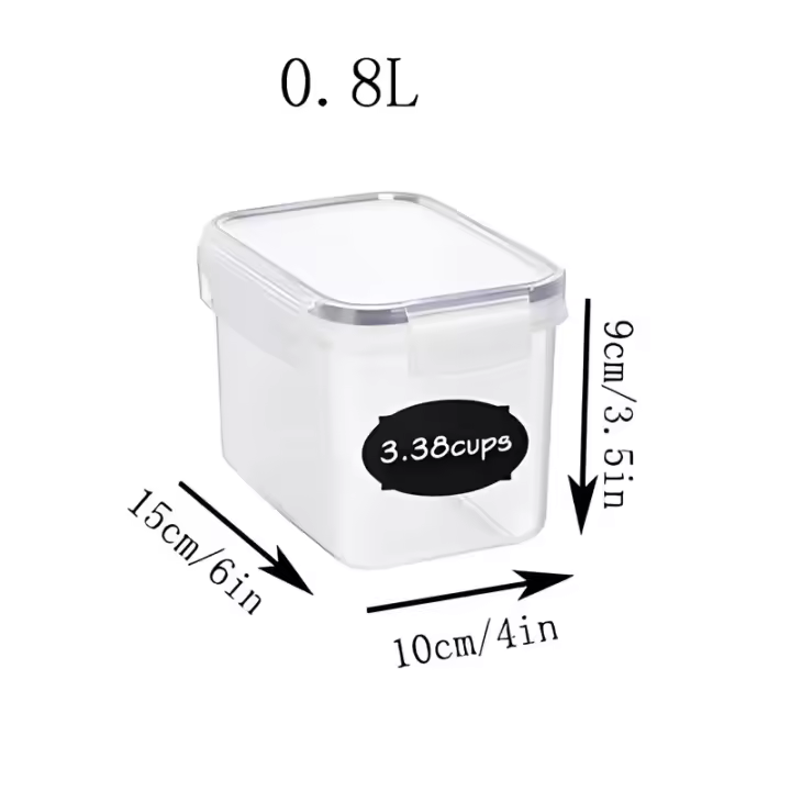 Organizadores de almacenamiento de alimentos con tapa, contenedor de granos, refrigerador, caja de fideos, tanque de almacenamiento multigrano, latas selladas, suministro de cocina, 5 piezas - 1
