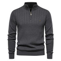 Suéter de alta calidad para hombre, suéter de color sólido medio cremallera, nuevo estilo de otoño e invierno 24. - details 2