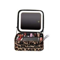 Bolsa con espejo y luces Estuche de maquillaje LED regulable en 3 colores, organizador de cosméticos Accesorios Estuche de tren de maquillaje LEOPARD - details 3
