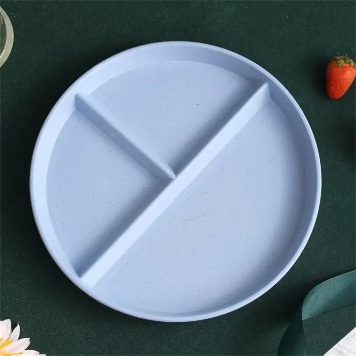 Plato dividido en 3 dietas, plato redondo reutilizable, vajilla de cocina, platos de porciones para adultos, 3 compartimentos, apto para microondas - 1