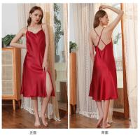 Camisón Con Correa Cruzada De Color Sólido Con Cuello De Una Palabra Para Mujer, Tirantes Medianos Y Largos Sin Espalda Sexy De Verano - details 9