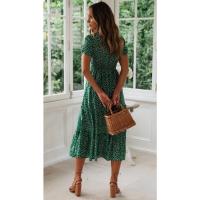 Vestido corto de verano con estampado Floral para mujer, Vestido corto de media manga, a la moda, para vacaciones y fiestas - details 4