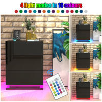 Rcynview Mesa de Noche - Estilo Nórdico - Negro - Luces LED - 3 Cajones - Ideal para Dormitorio Sala de Estar - details 5